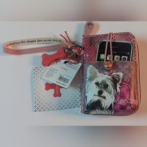 YORKIE Dog Wristlet WALLET with Bone Charm